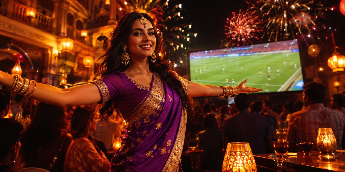 Night market scene with cricket betting and Andar Bahar enthusiasm in India