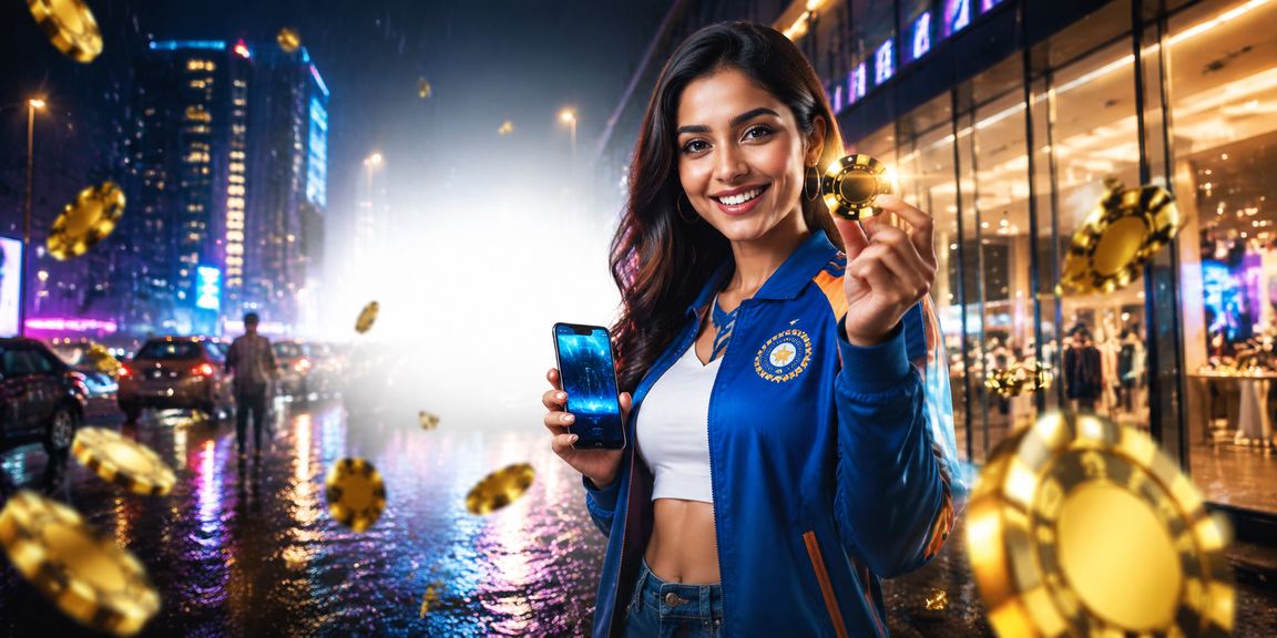 Mumbai cityscape neon lights with cricket betting theme